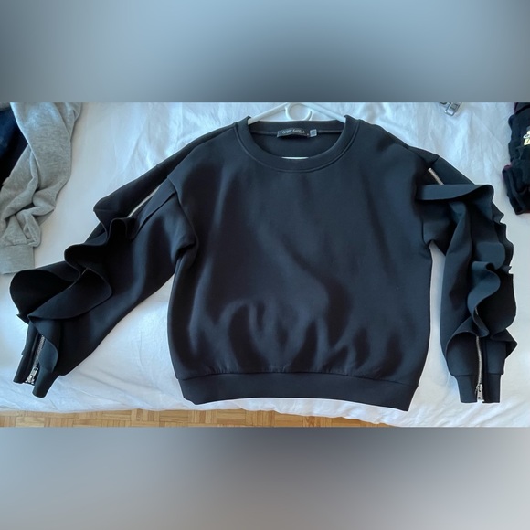 Scuba top with zipper ruffle sleeves - Picture 7 of 7